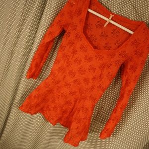 Free People Peplum Lace Top